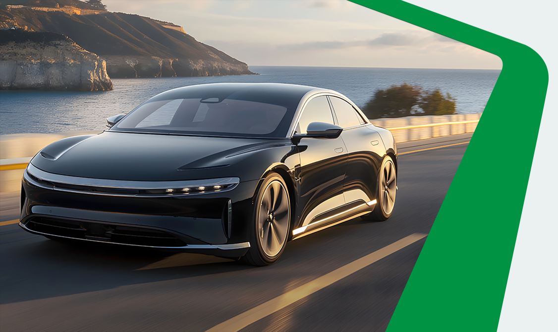 Partial view of a car illustrating hydrophobic and oleophobic lotus effect with self-healing and brightness enhancement.