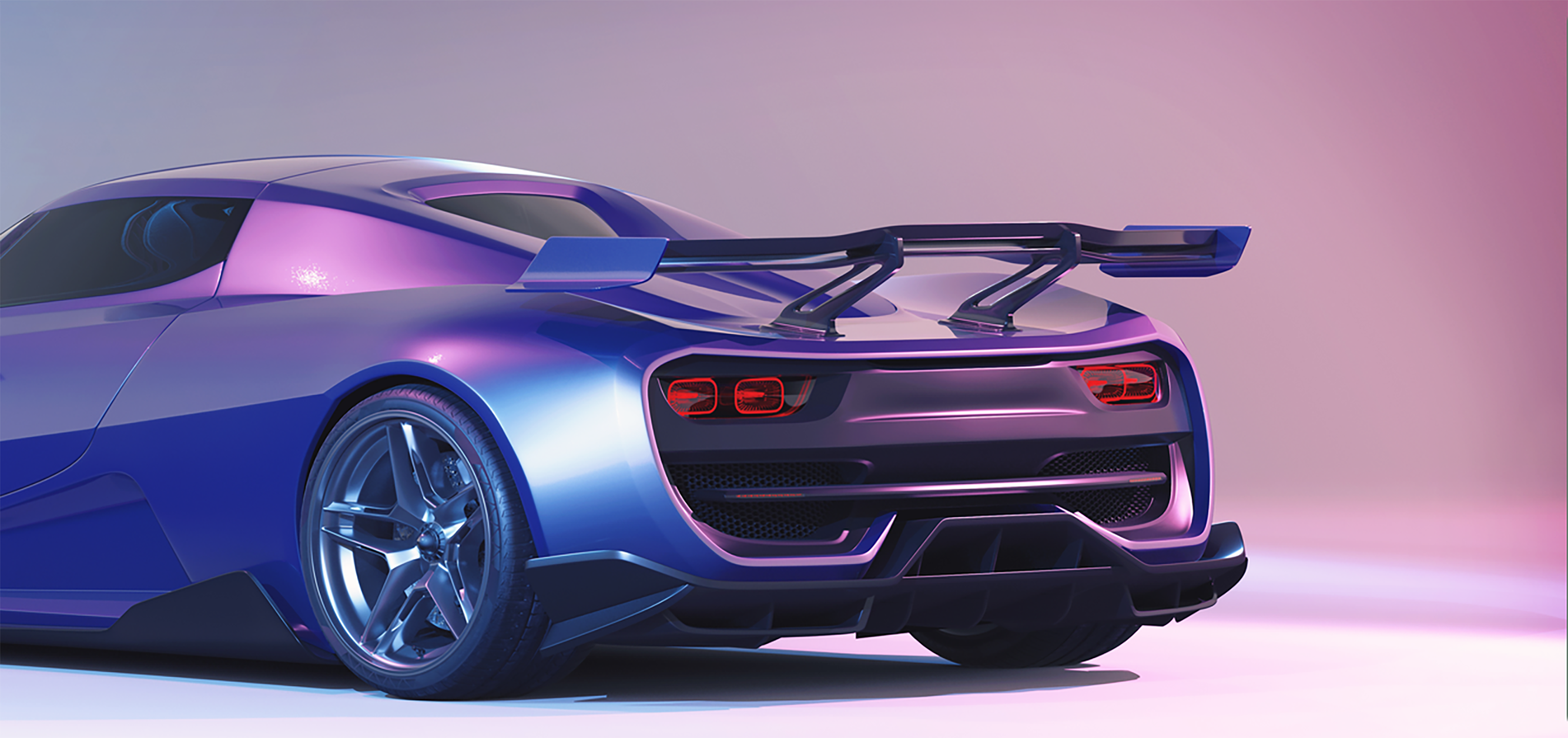 A car wrapped in gradient color Castrol wrap film with striped color swatches beside it, representing style transformation, energetic passion, and mature steadiness.